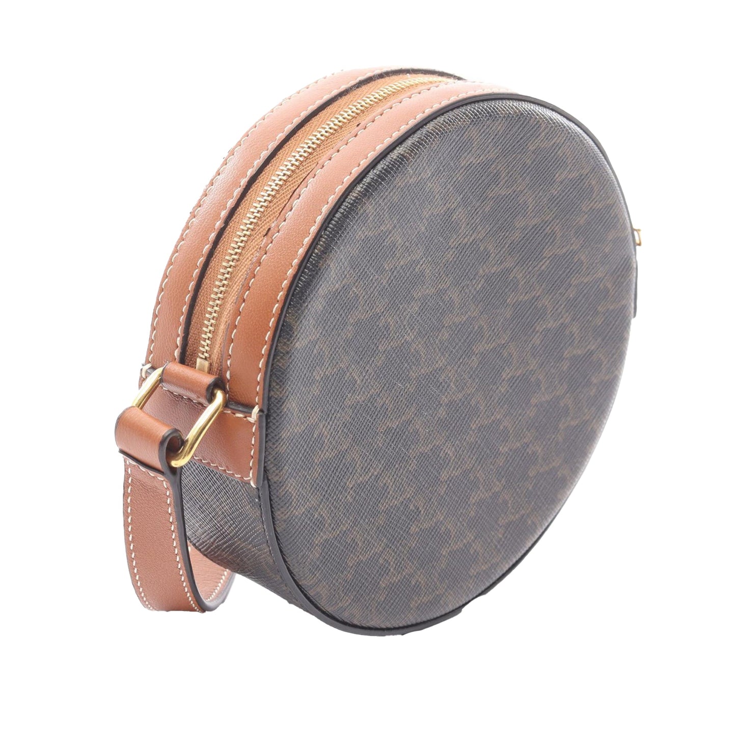 Celine Triomphe Coated Canvas Round Purse on Strap