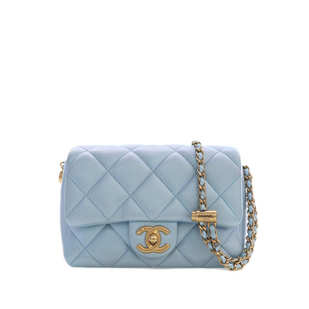 Chanel Mini Quilted Iridescent Caviar My Perfect Flap — Blue