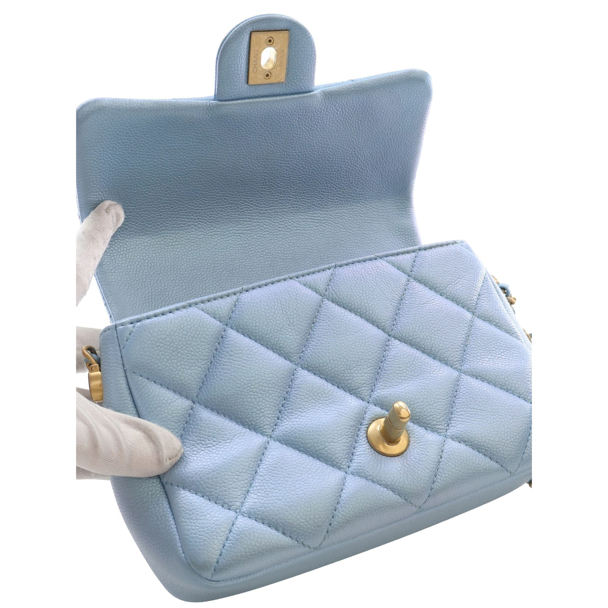 Chanel Mini Quilted Iridescent Caviar My Perfect Flap — Blue