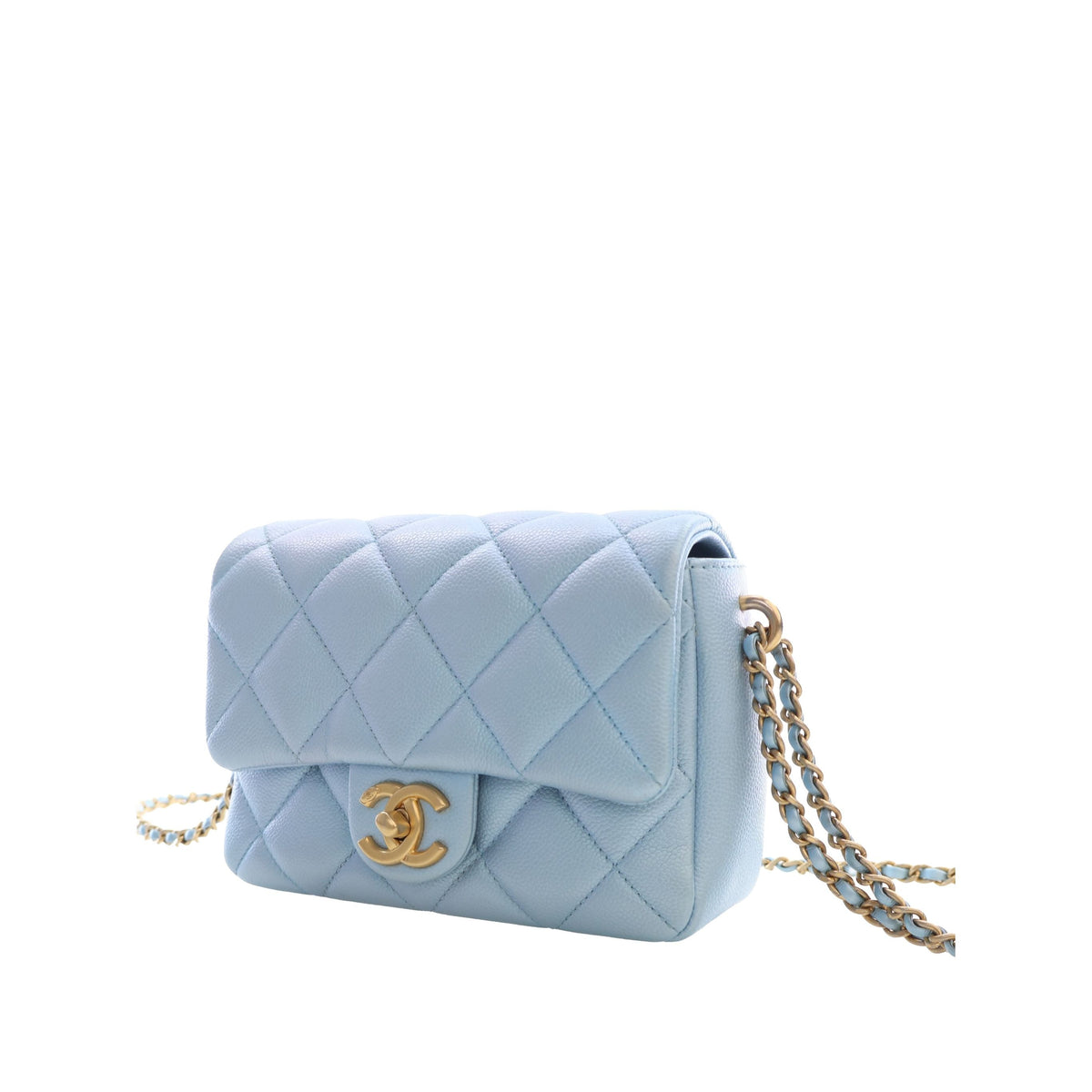 Chanel Mini Quilted Iridescent Caviar My Perfect Flap — Blue