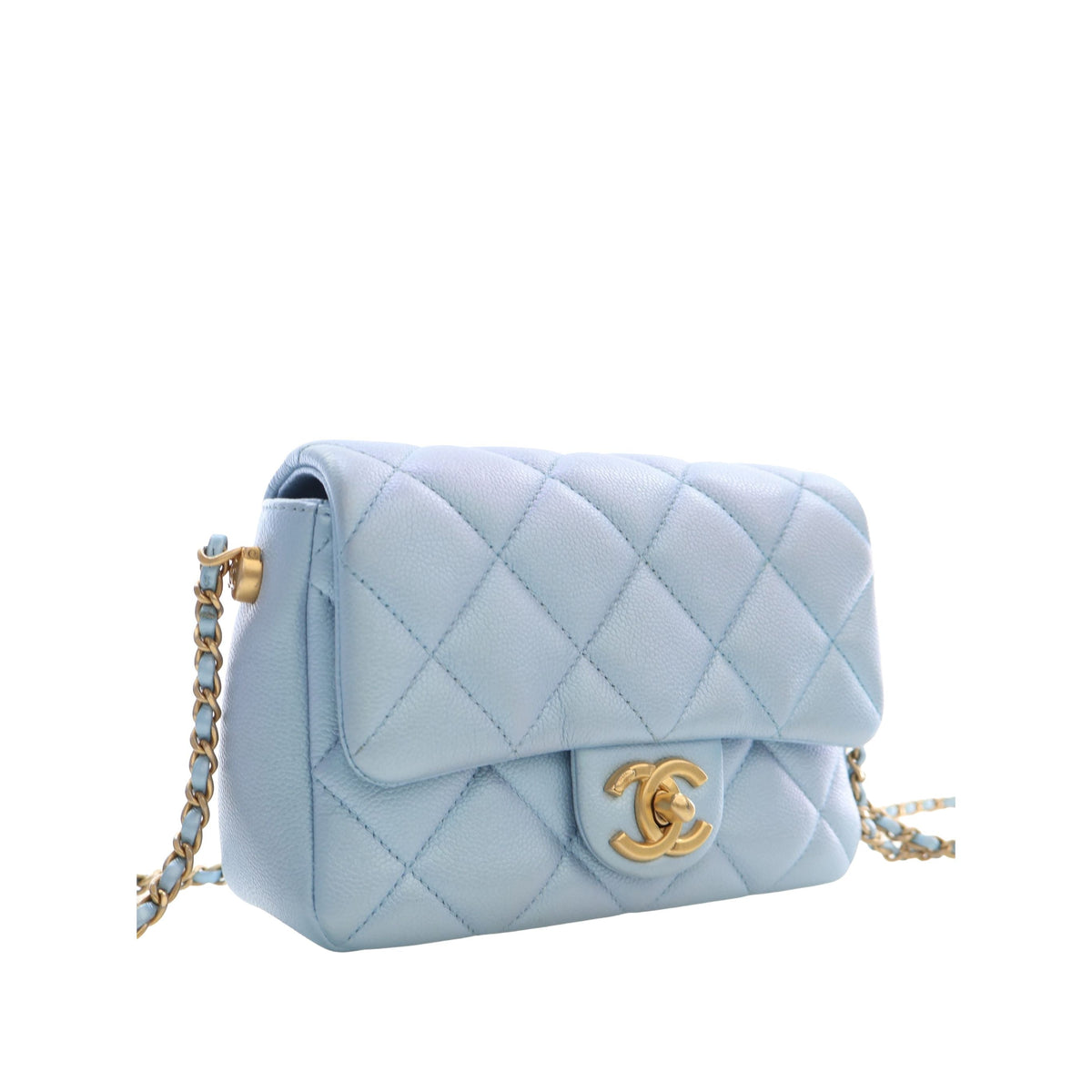 Chanel Mini Quilted Iridescent Caviar My Perfect Flap — Blue