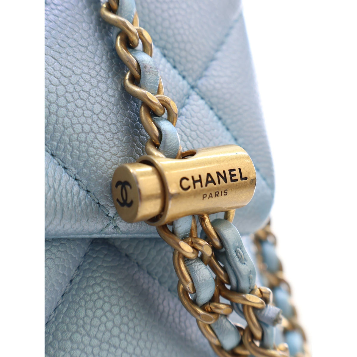 Chanel Mini Quilted Iridescent Caviar My Perfect Flap — Blue