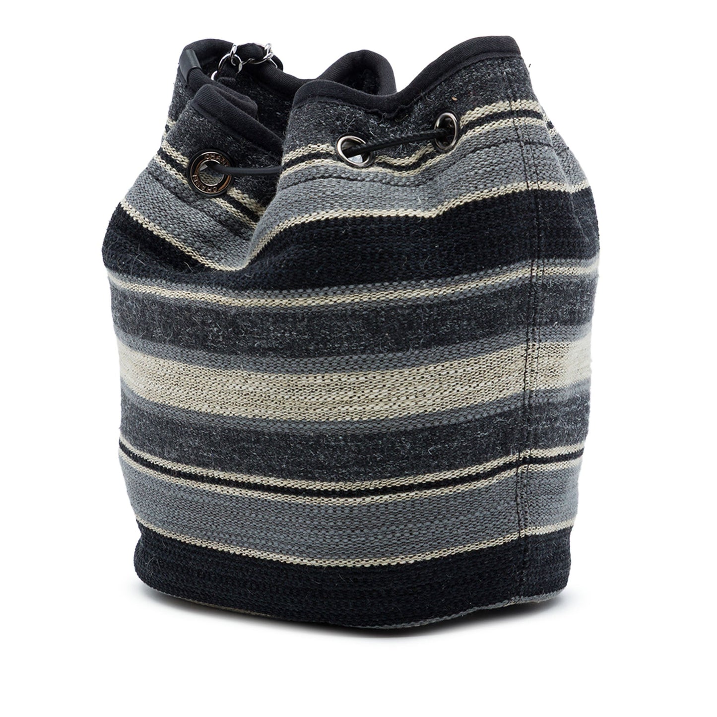 Chanel Canvas and Wool Striped Deauville Drawstring Bucket Bag