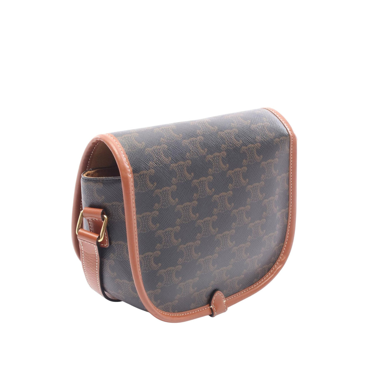 Celine Medium Triomphe Coated Canvas Folco Crossbody — Brown