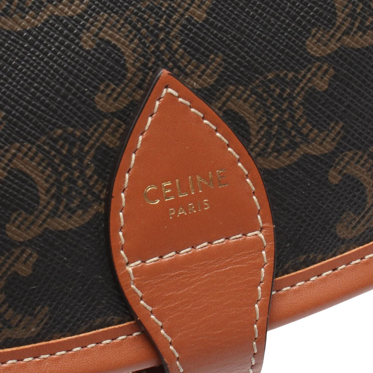 Celine Medium Triomphe Coated Canvas Folco Crossbody — Brown
