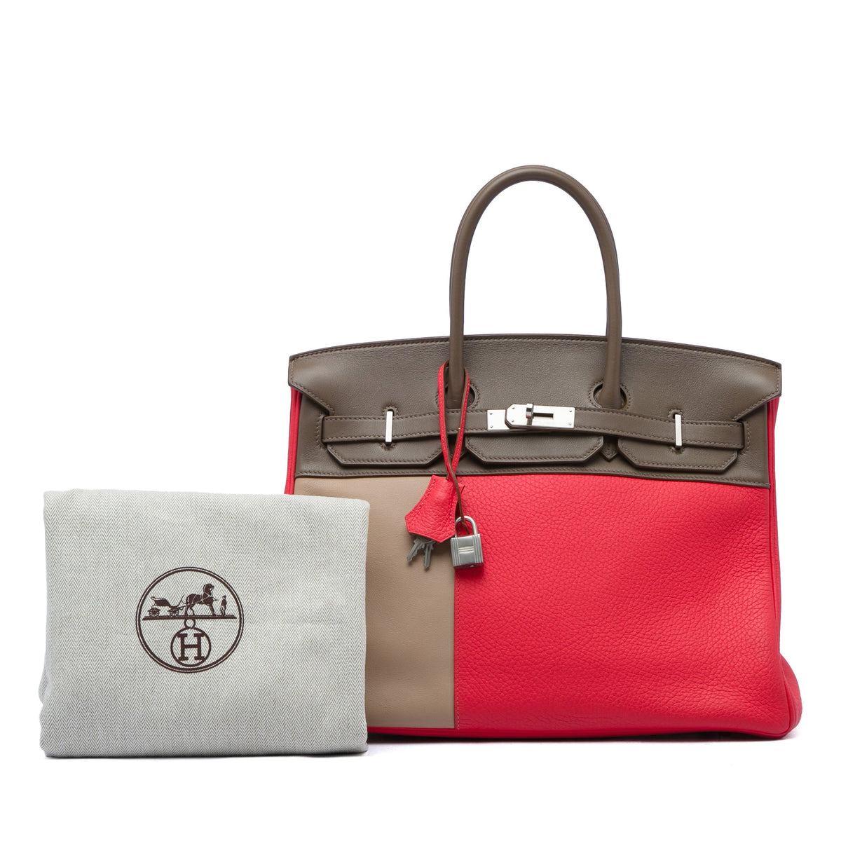 Hermès Tricolor Clemence and Swift Birkin Cascade Retourne 35 — Pink