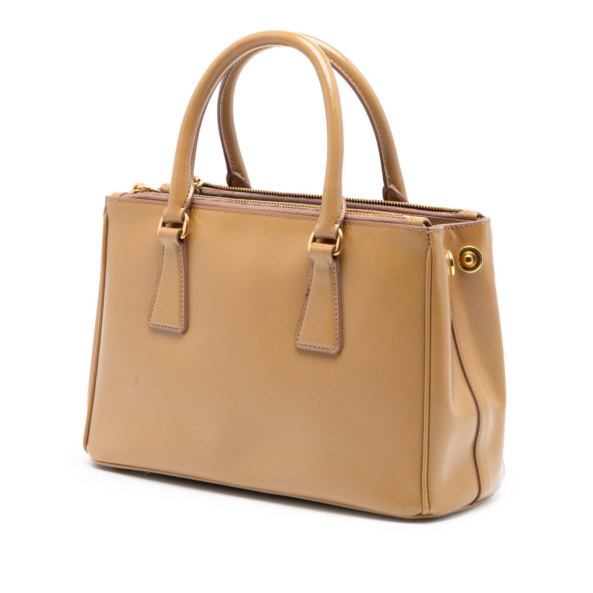 Prada Small Saffiano Vernice Galleria Double Zip Satchel