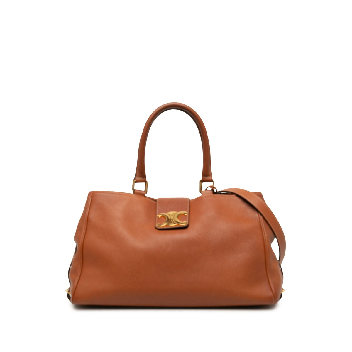 Celine Medium Supple Calfskin Appoline Satchel — Brown