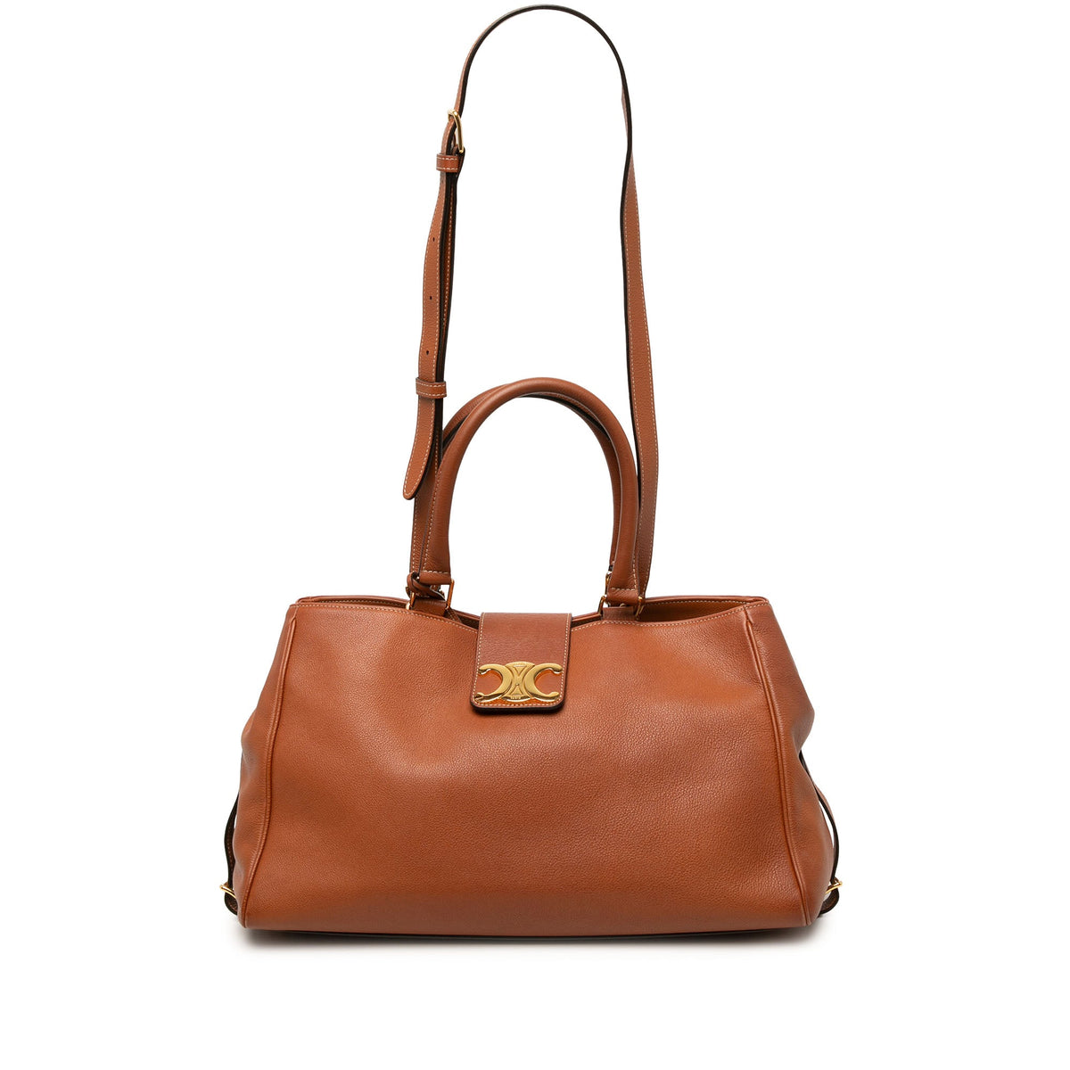 Celine Medium Supple Calfskin Appoline Satchel — Brown