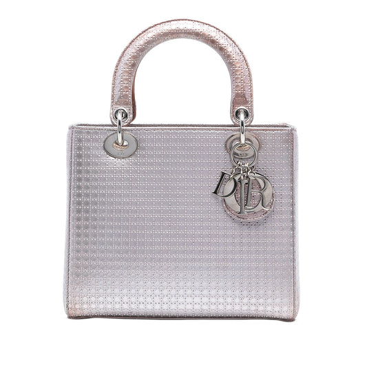 Dior Medium Metallic Patent Microcannage Lady Dior