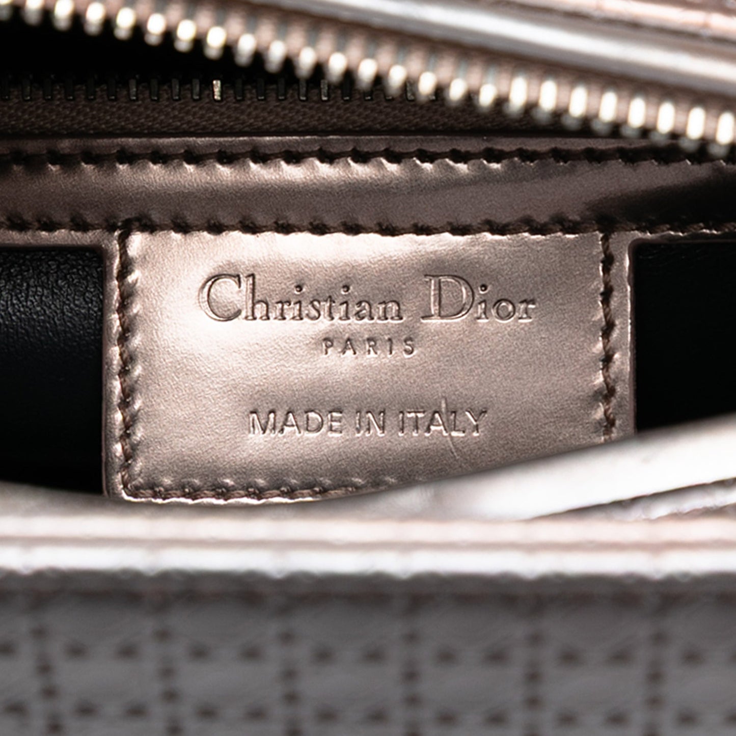Dior Medium Metallic Patent Microcannage Lady Dior