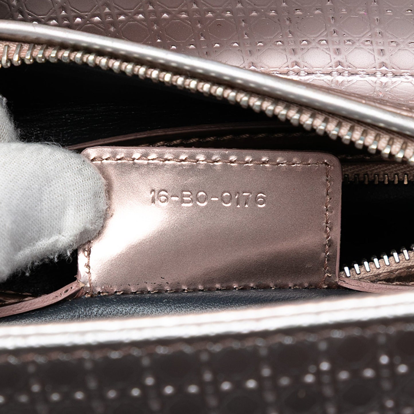 Dior Medium Metallic Patent Microcannage Lady Dior
