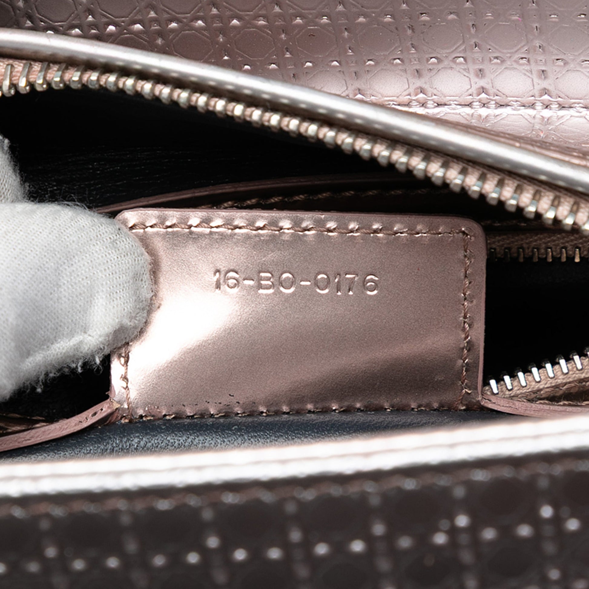 Dior Medium Metallic Patent Microcannage Lady Dior