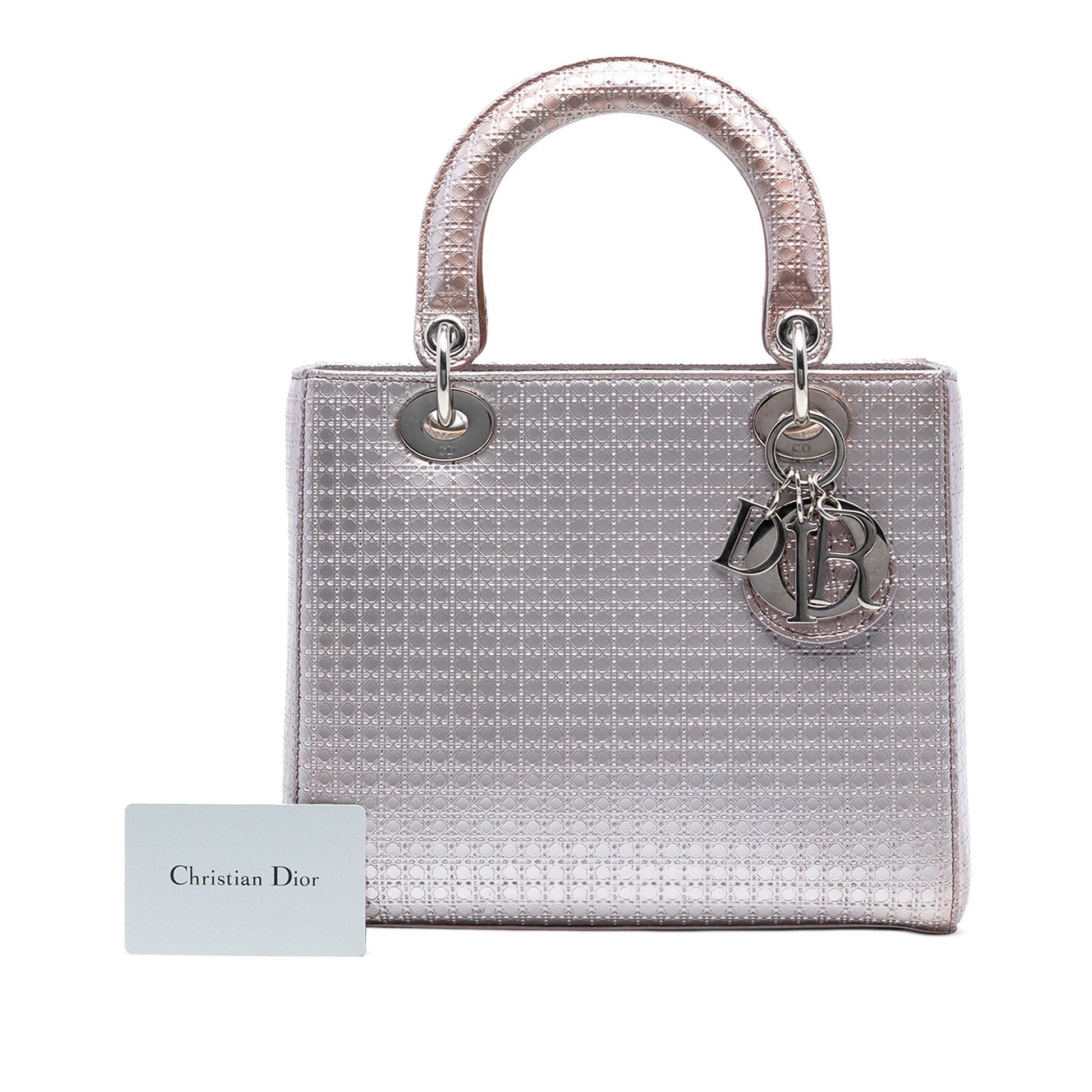 Dior Medium Metallic Patent Microcannage Lady Dior