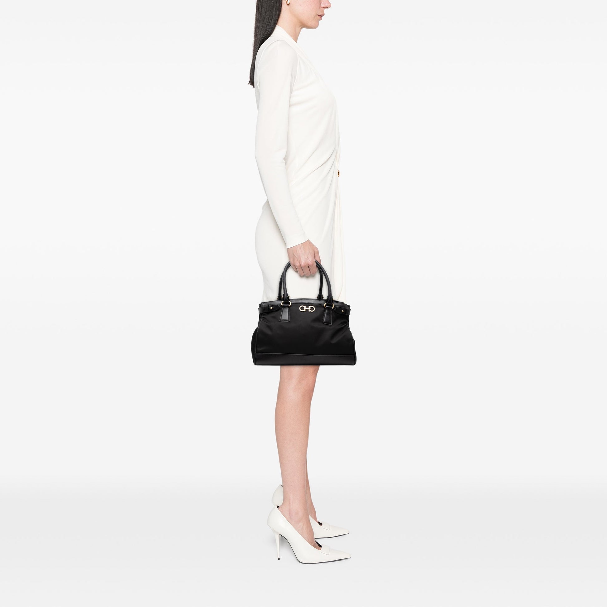 Ferragamo Nylon Gancini Satchel