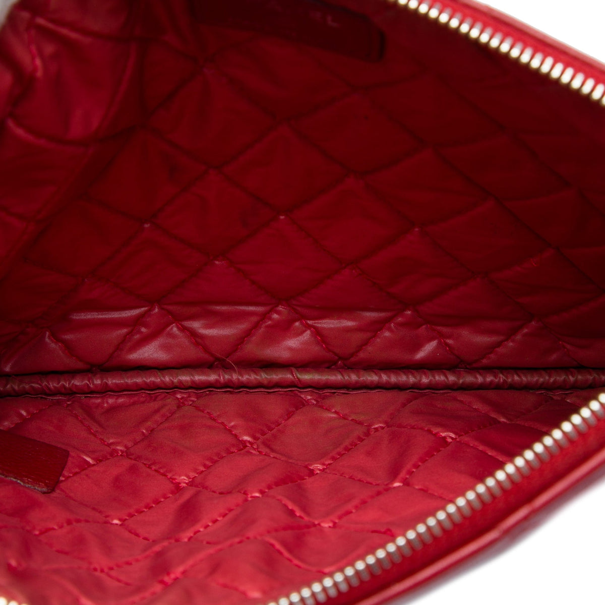 Chanel Small Quilted Lambskin O Case Clutch — Red