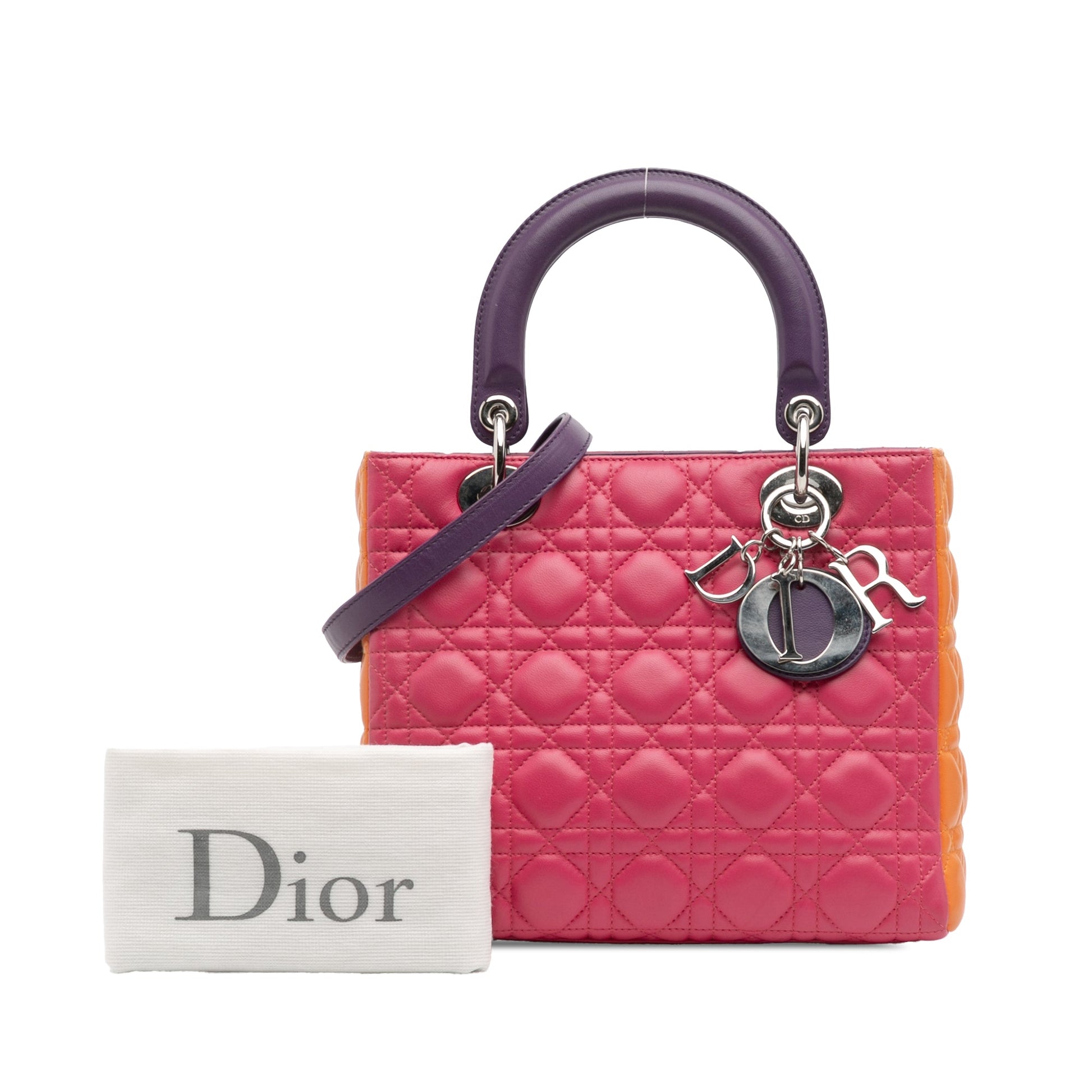 Dior Medium Tricolor Lambskin Cannage Lady Dior
