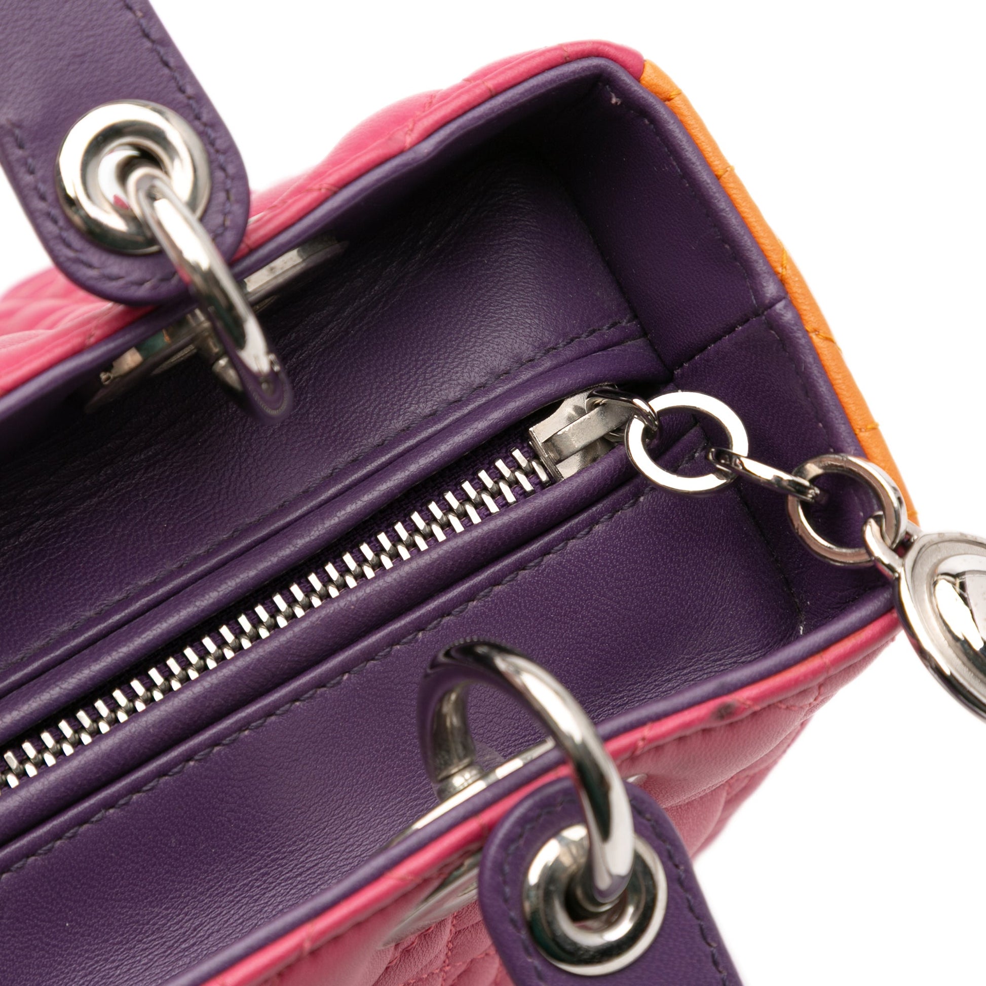 Dior Medium Tricolor Lambskin Cannage Lady Dior