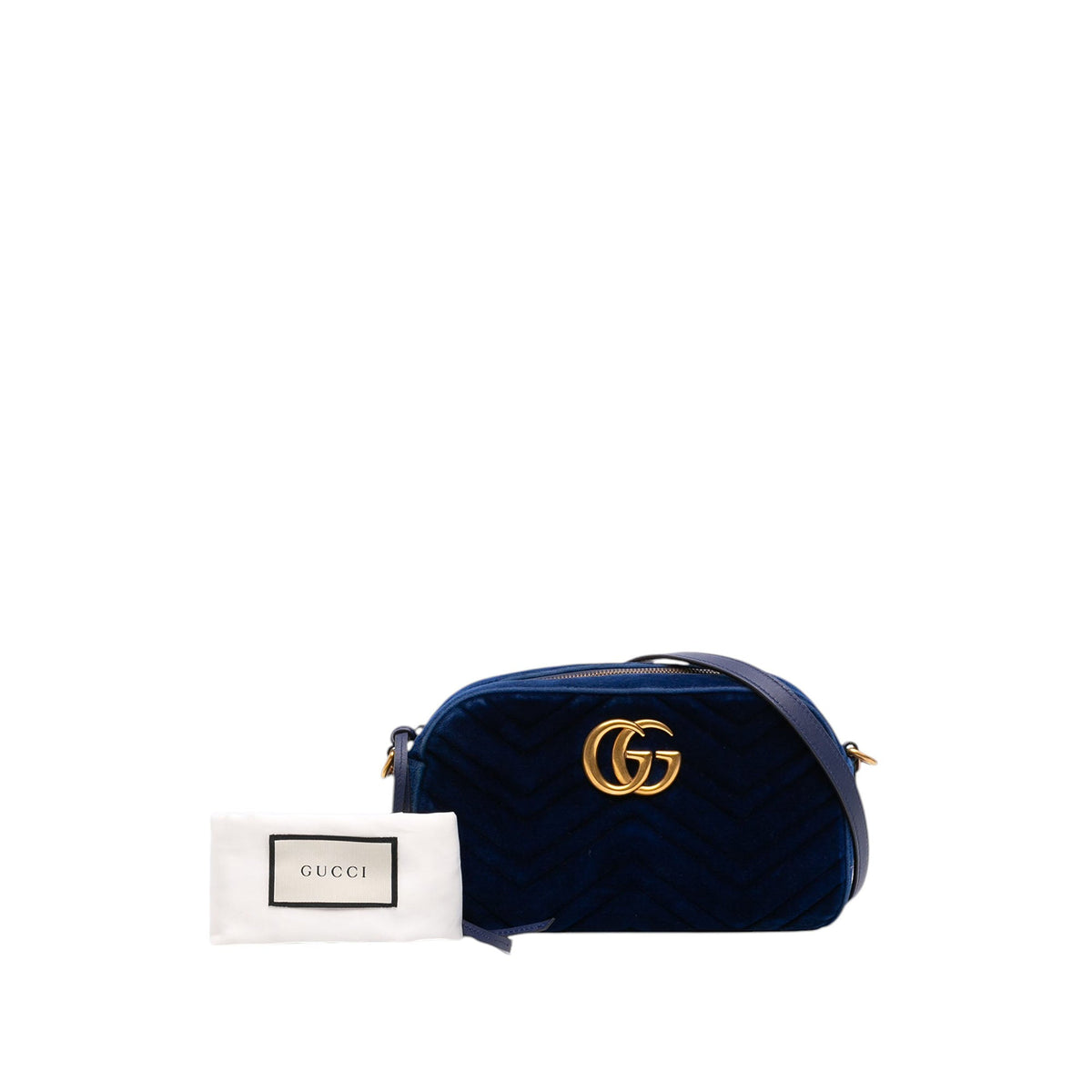 Gucci Small GG Marmont Matelasse Velvet Crossbody — Blue