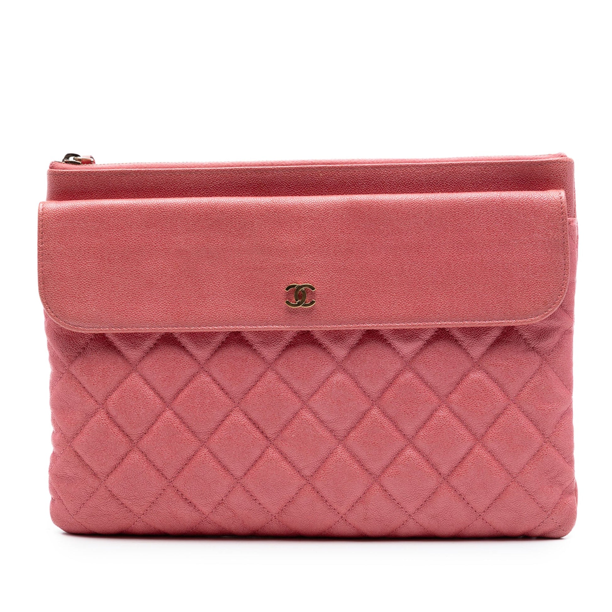 Chanel Medium Iridescent Quilted Caviar Flap Cosmetic Case