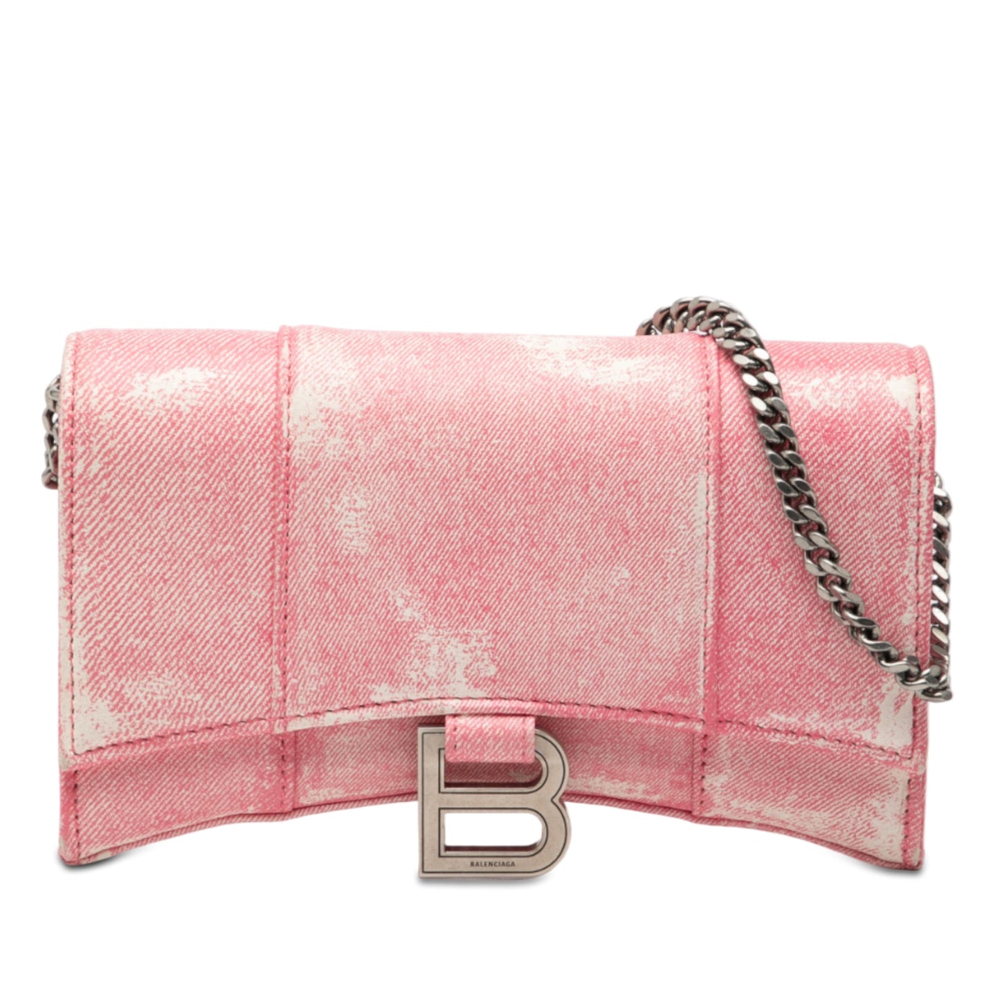 Balenciaga Nappa Denim Printed Hourglass Wallet on Chain