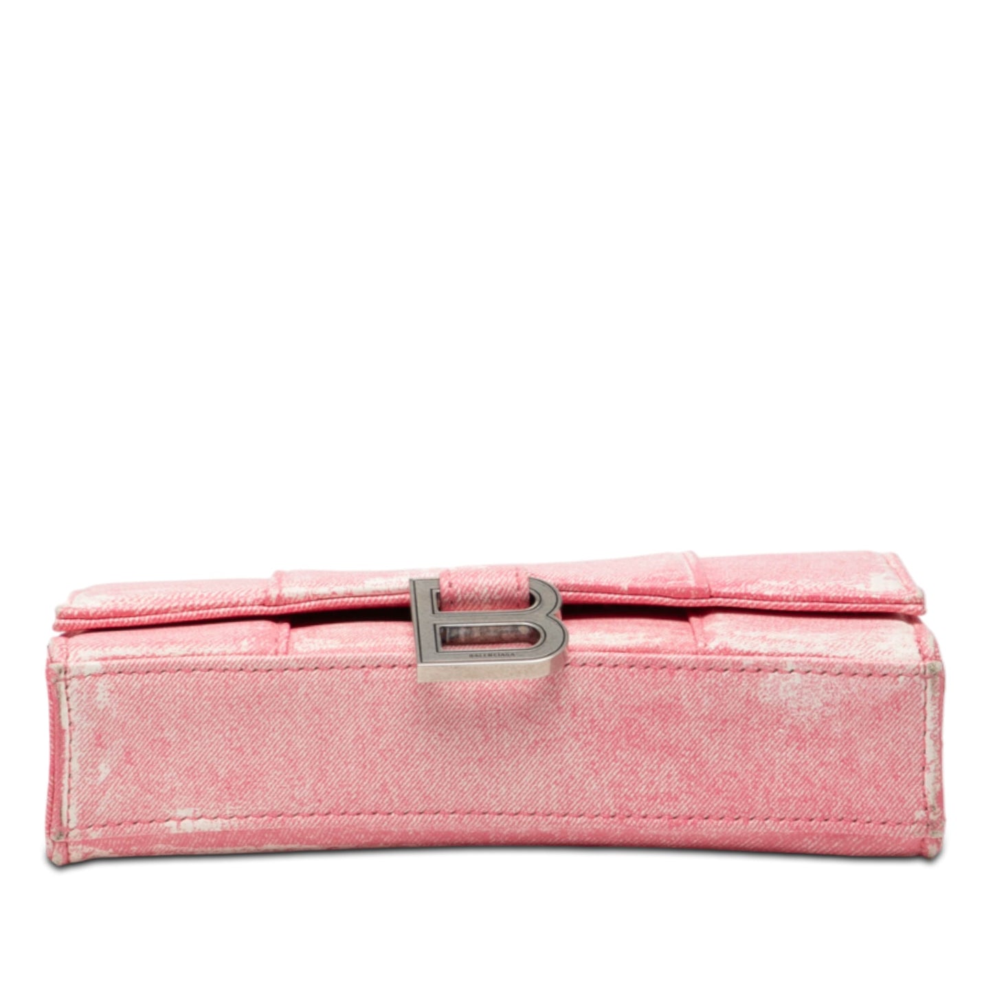 Balenciaga Nappa Denim Printed Hourglass Wallet on Chain