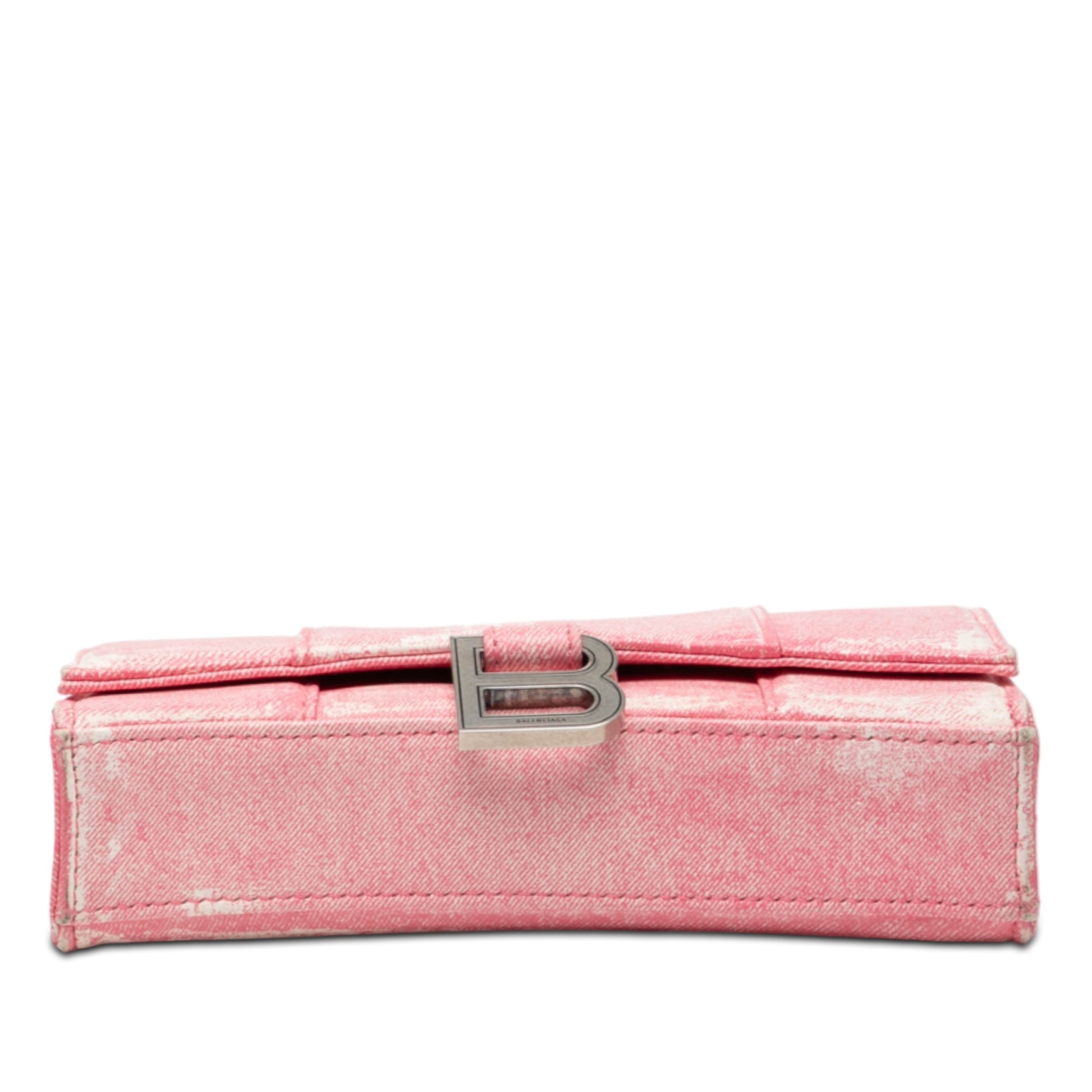 Balenciaga Nappa Denim Printed Hourglass Wallet on Chain
