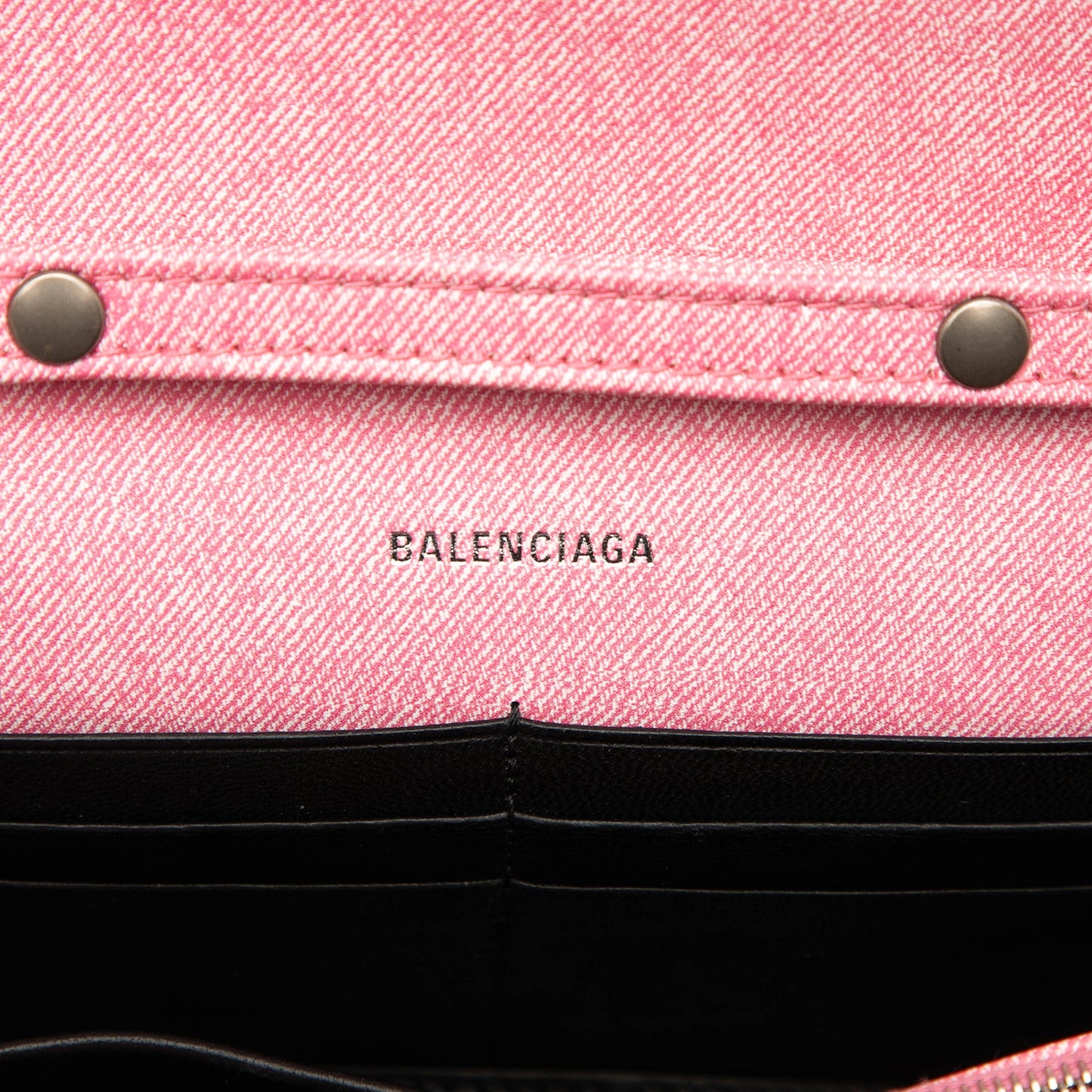 Balenciaga Nappa Denim Printed Hourglass Wallet on Chain