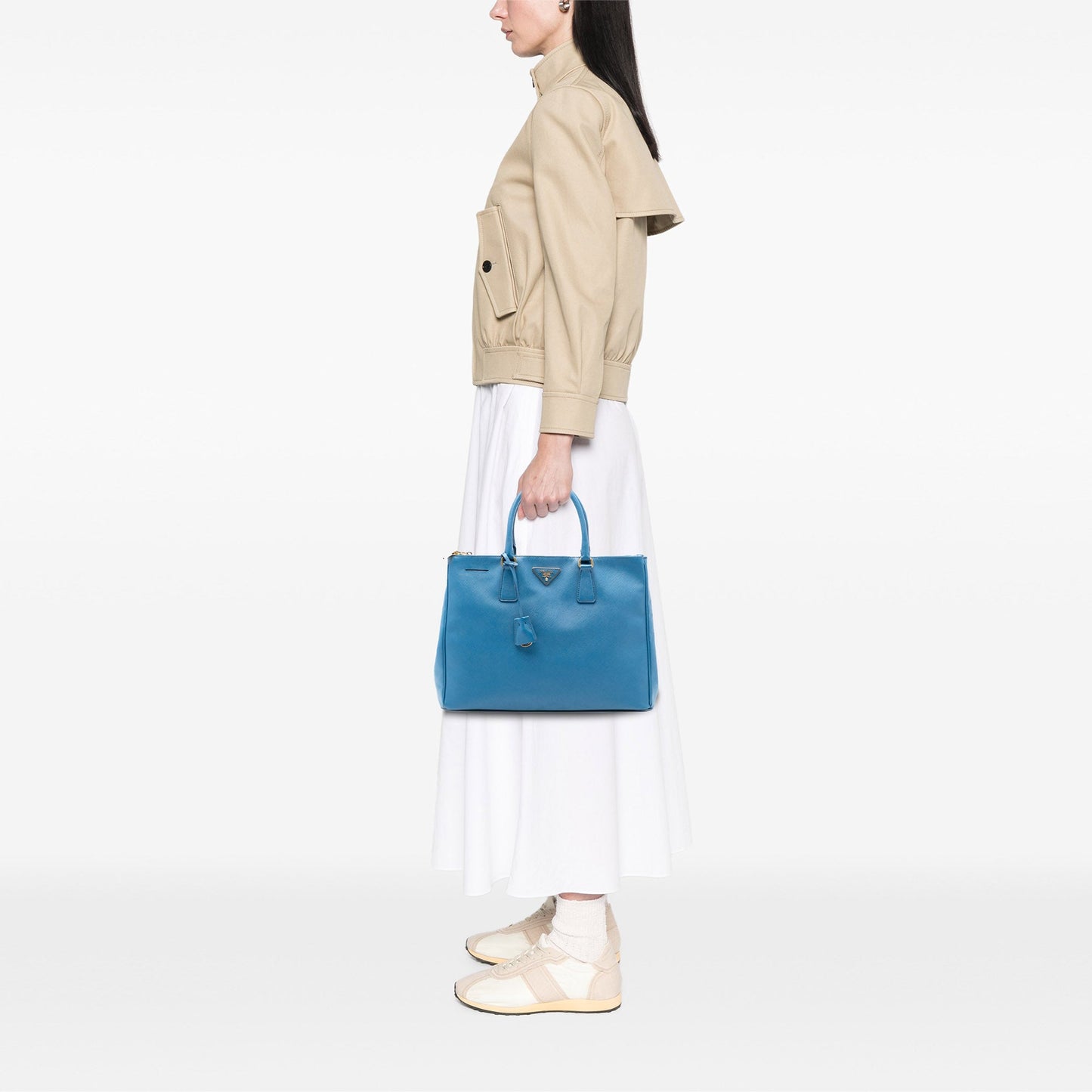 Large Saffiano Lux Galleria Double Zip Satchel