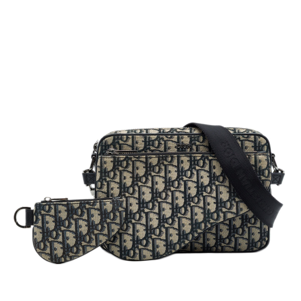 Dior Oblique Canvas Saddle Triple Pouch — Blue