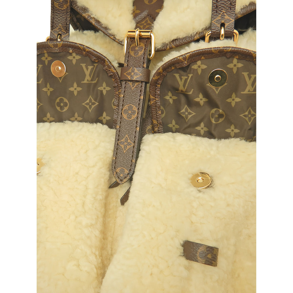 Louis Vuitton Monogram Shearling LV Ski Backpack — Beige