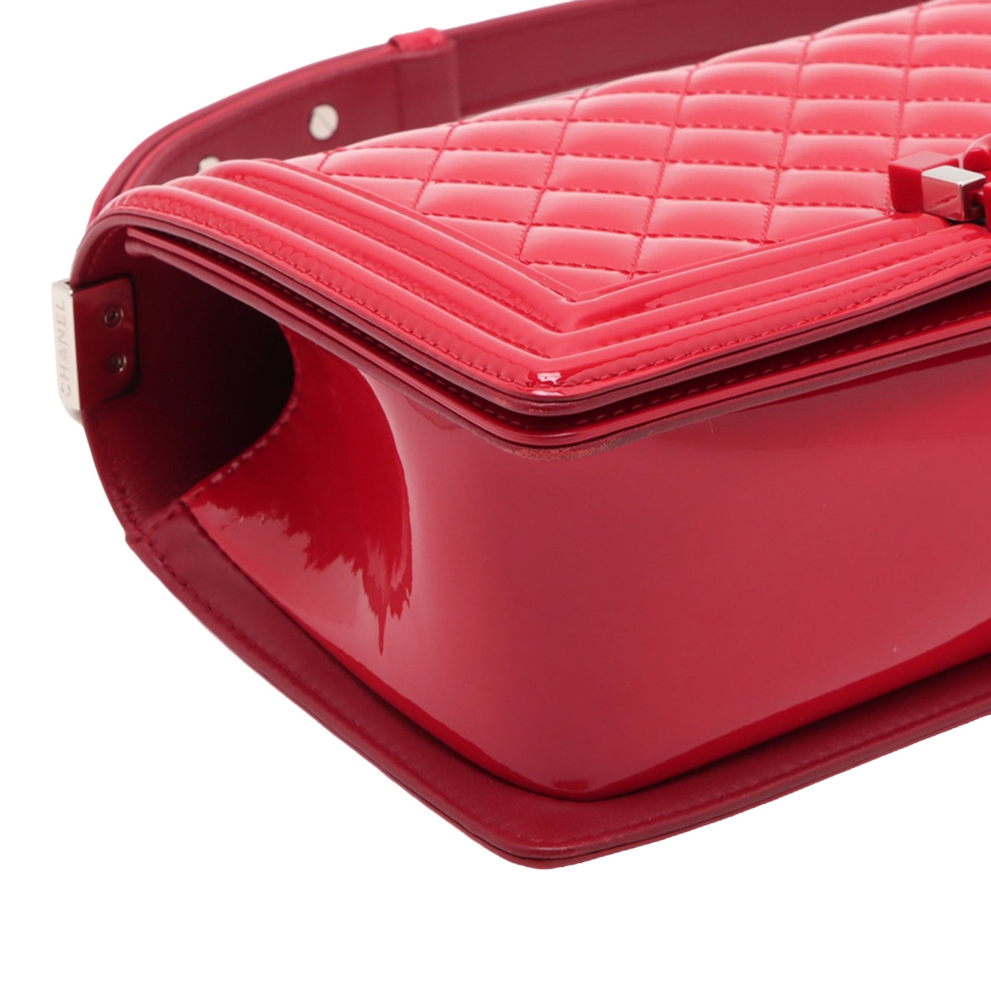 Chanel Old Medium Quilted Patent Acrylic Boy Flap