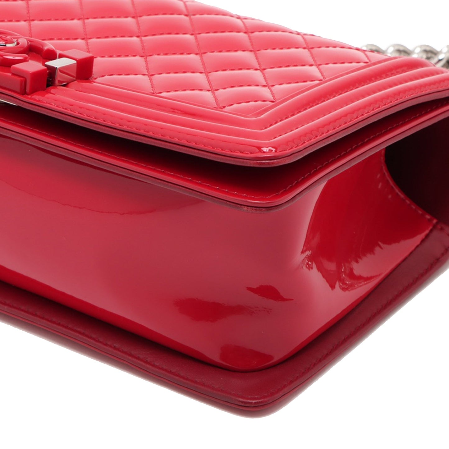 Chanel Old Medium Quilted Patent Acrylic Boy Flap