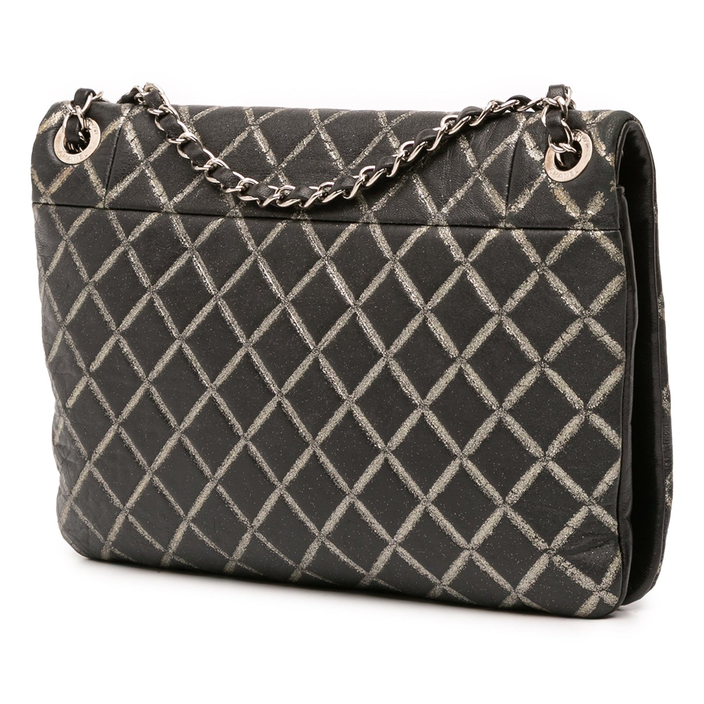 Chanel Quilted Metallic Distressed Lambskin CC Crystal Flap