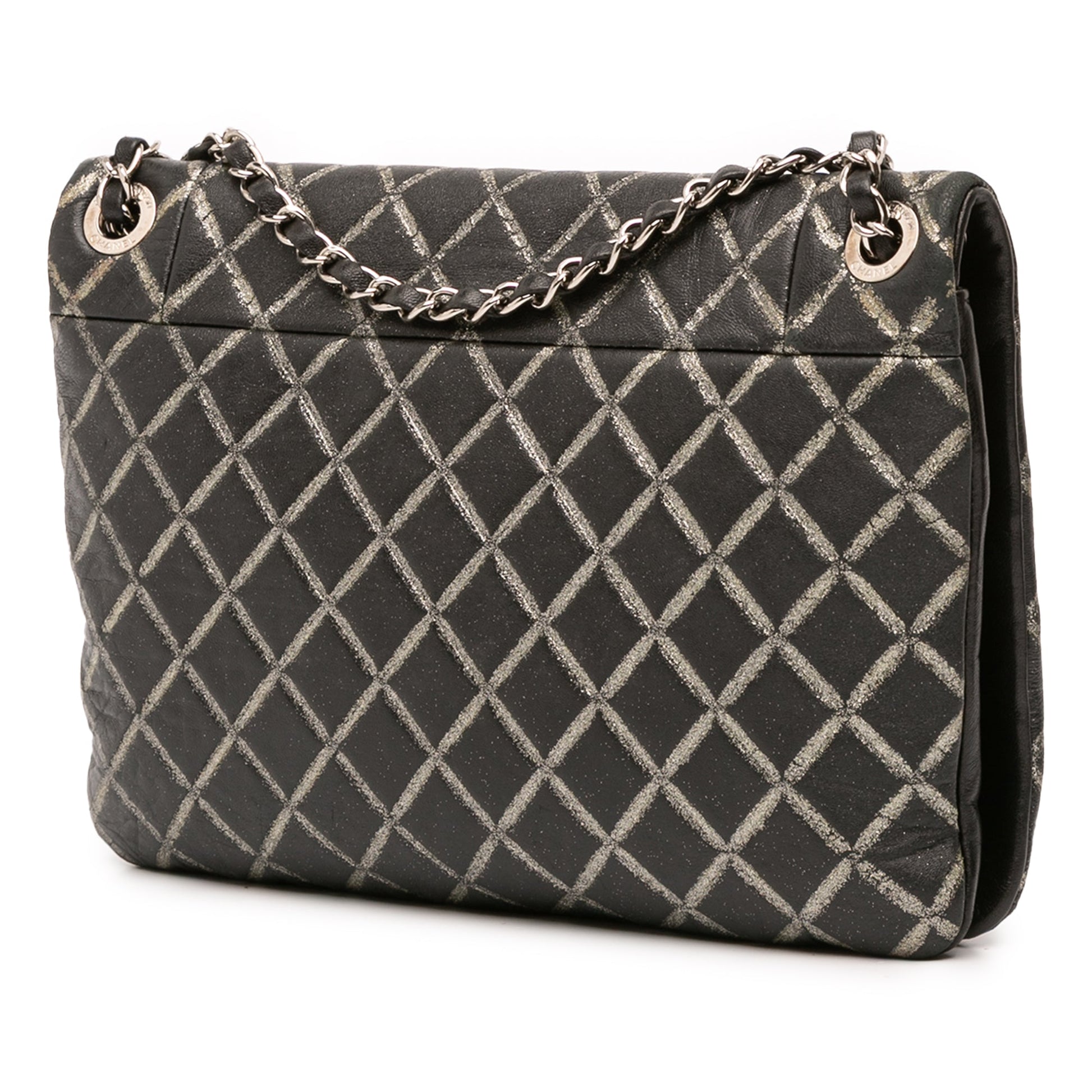 Chanel Quilted Metallic Distressed Lambskin CC Crystal Flap