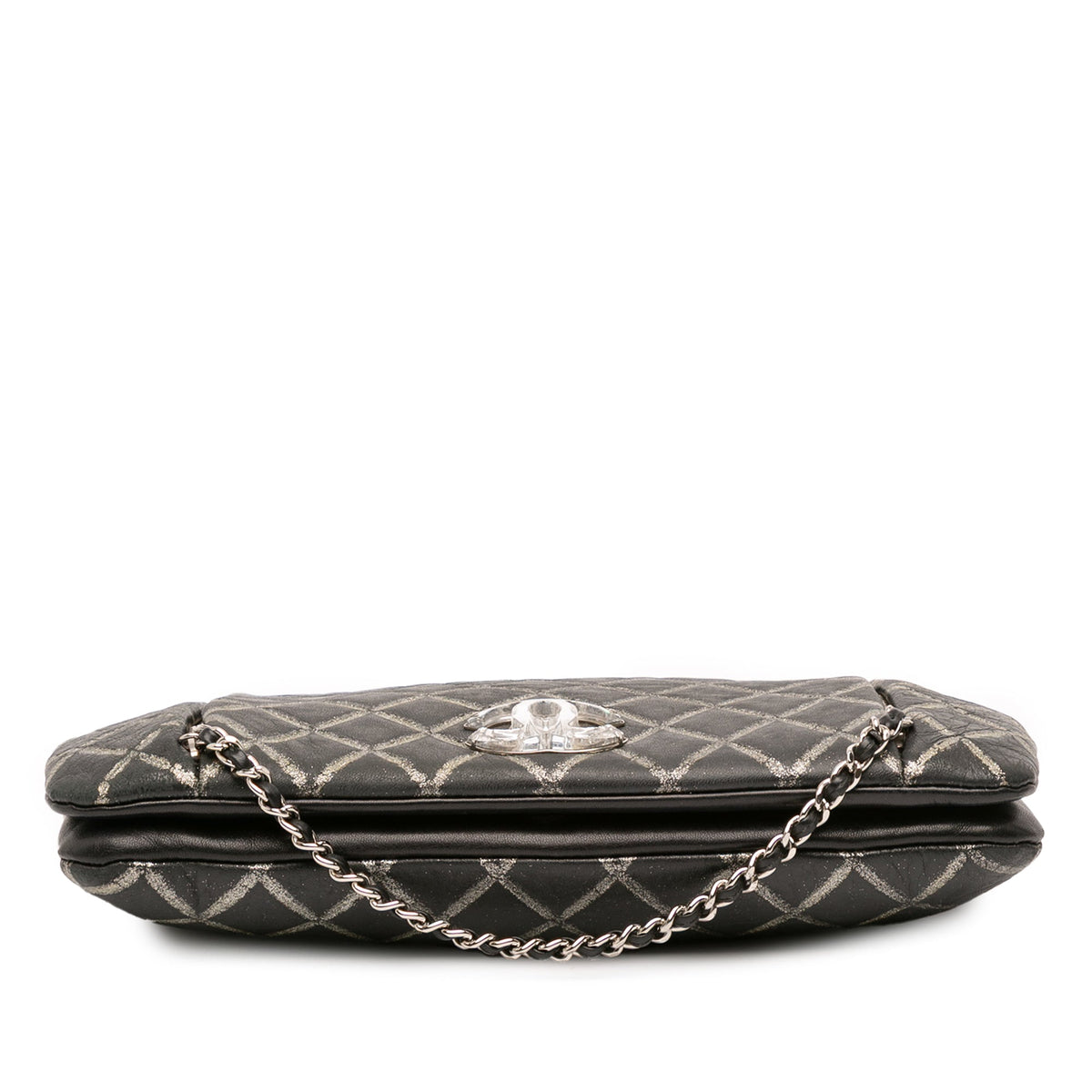 Chanel Quilted Metallic Distressed Lambskin CC Crystal Flap