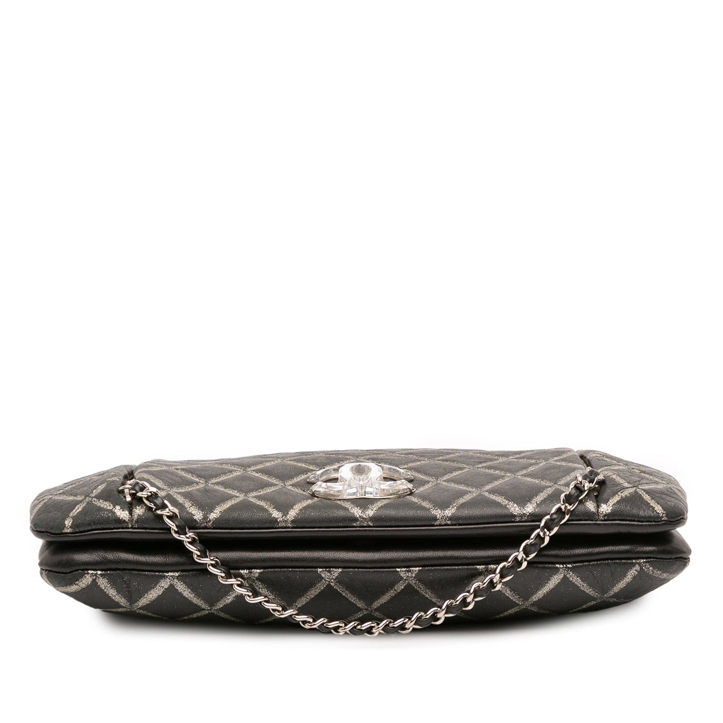 Chanel Quilted Metallic Distressed Lambskin CC Crystal Flap