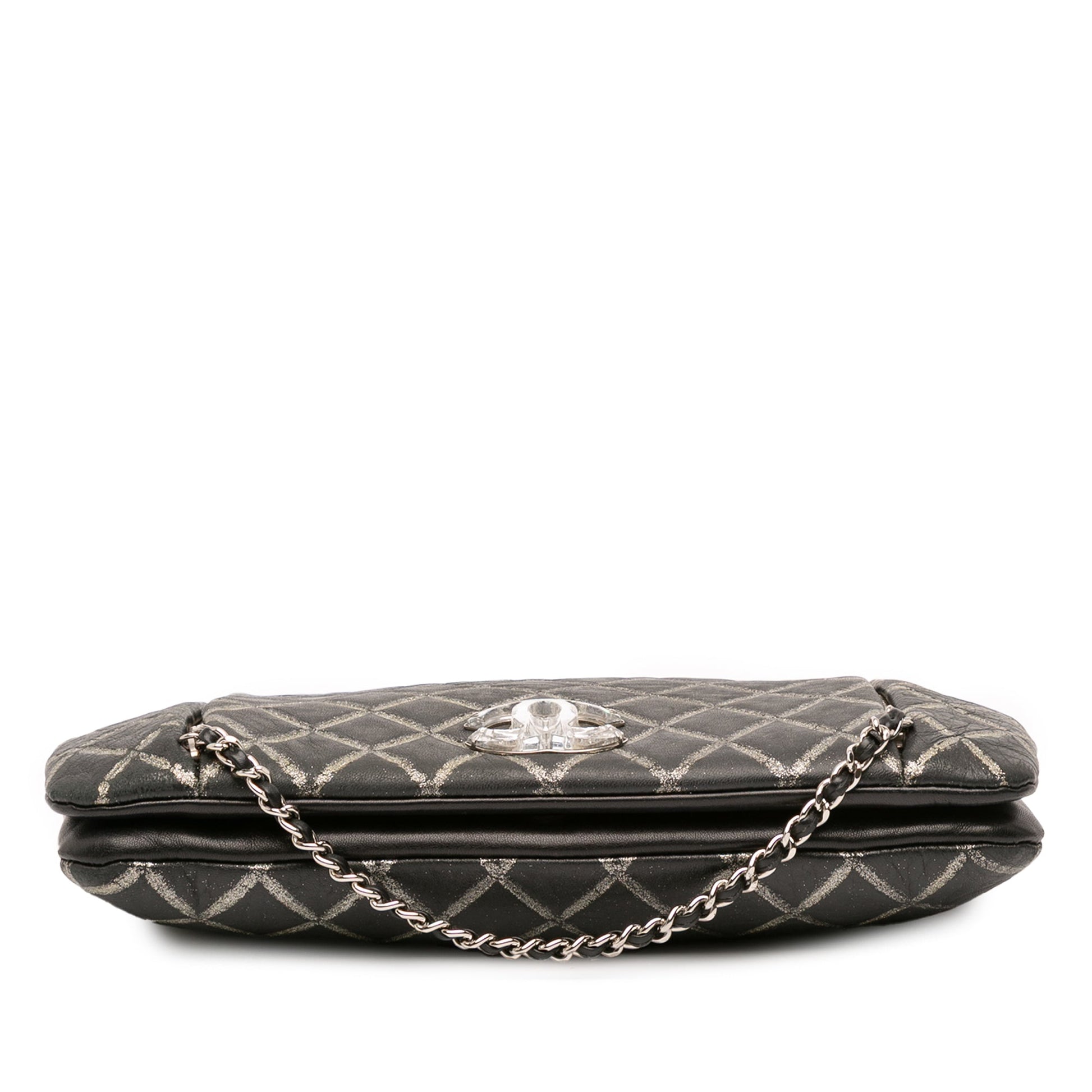 Chanel Quilted Metallic Distressed Lambskin CC Crystal Flap