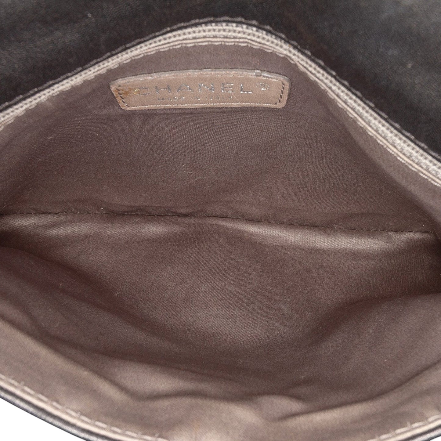 Chanel Quilted Metallic Distressed Lambskin CC Crystal Flap