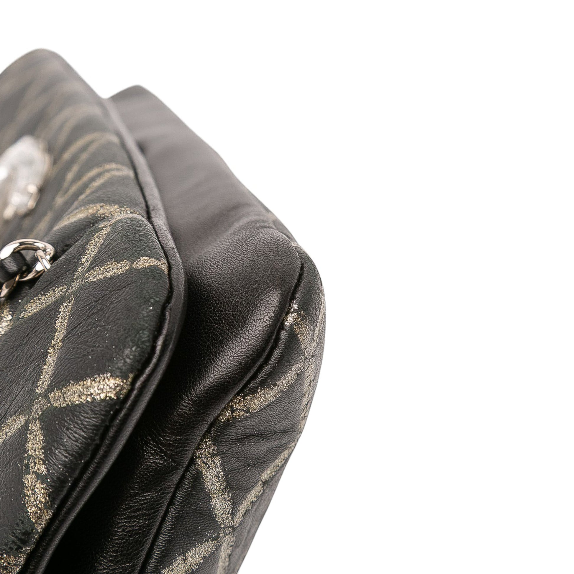 Chanel Quilted Metallic Distressed Lambskin CC Crystal Flap