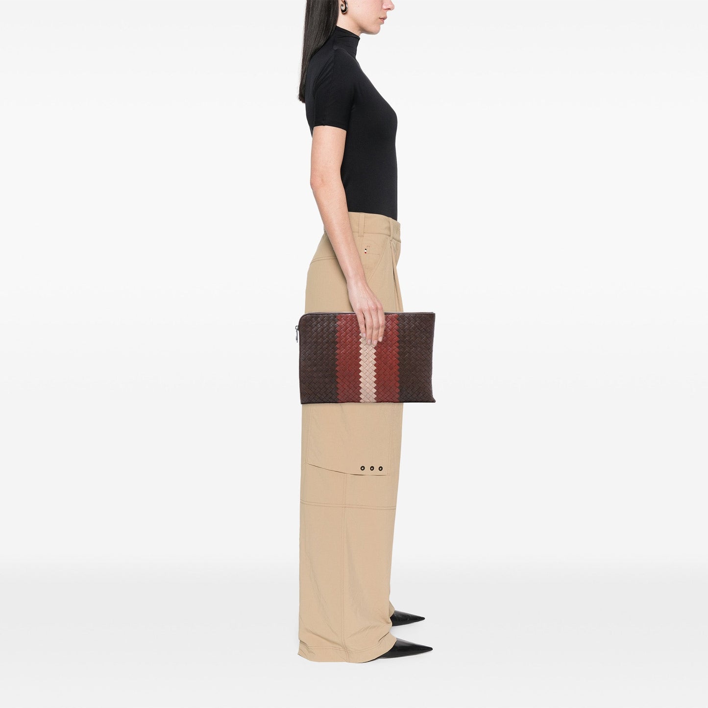 Tricolor Nappa Intrecciato Clutch