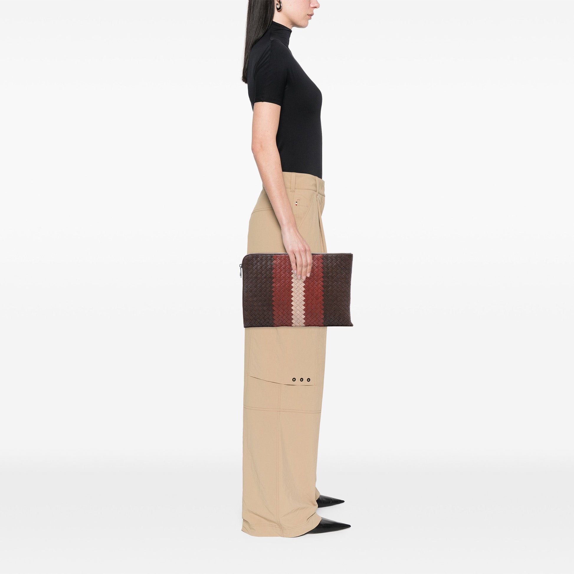Tricolor Nappa Intrecciato Clutch