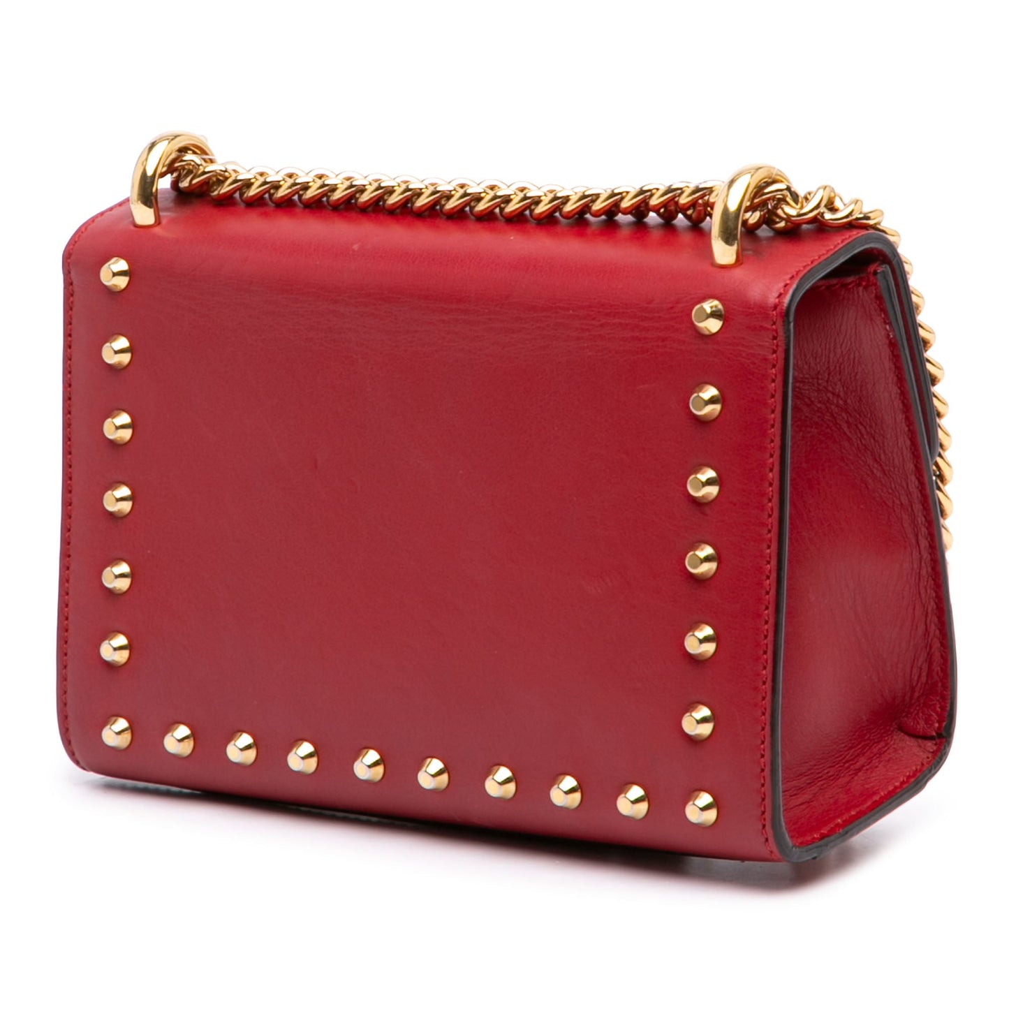 Gucci Small Pearl Studded Leather Padlock Crossbody