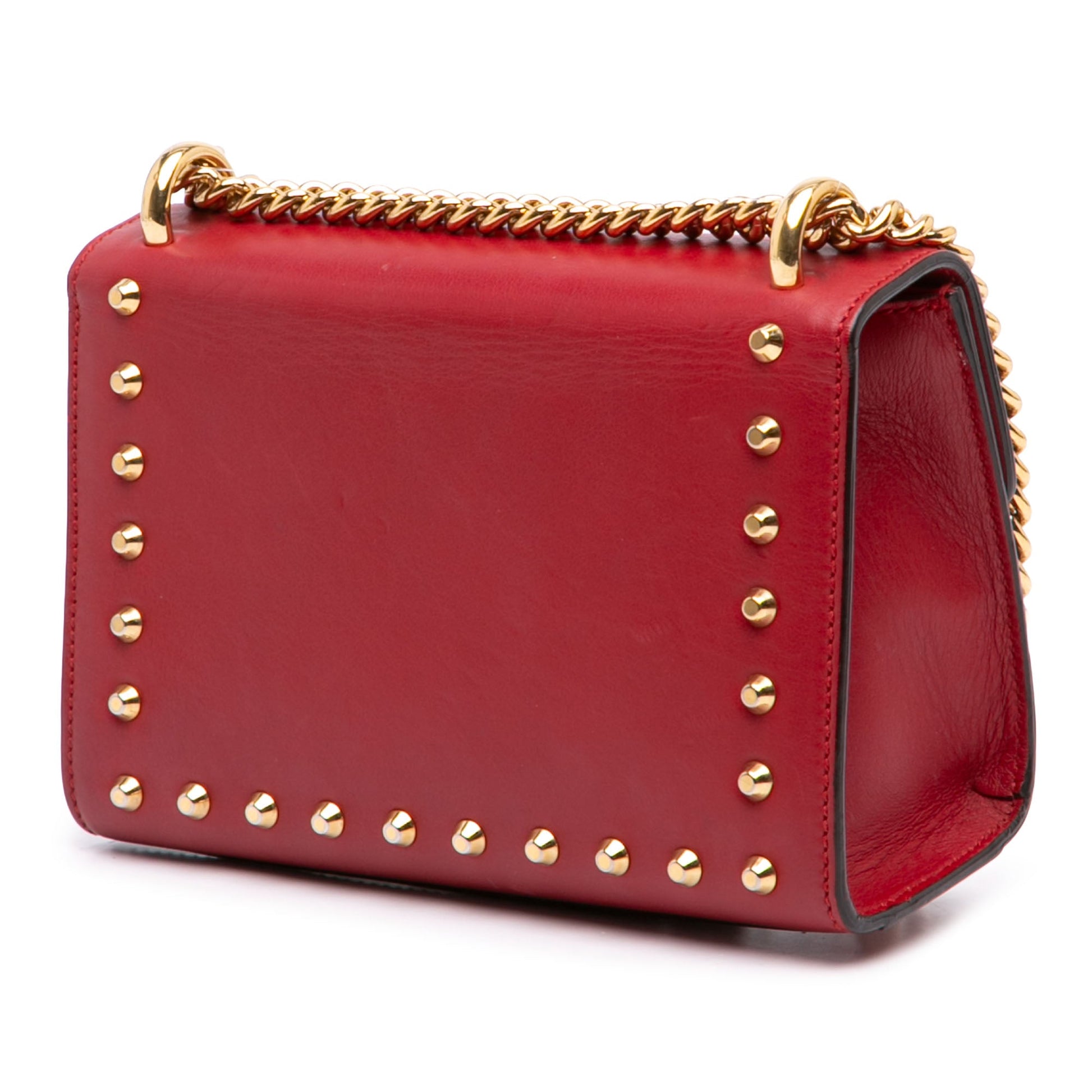 Gucci Small Pearl Studded Leather Padlock Crossbody
