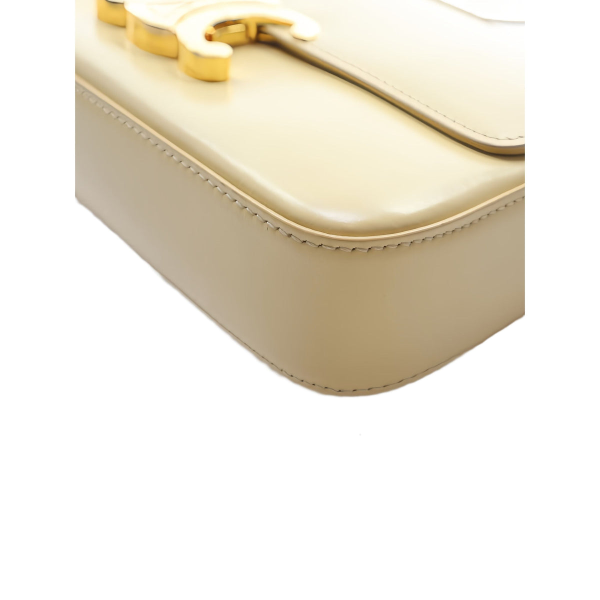 Celine Shiny Calfskin Triomphe Claude Shoulder Bag — Yellow