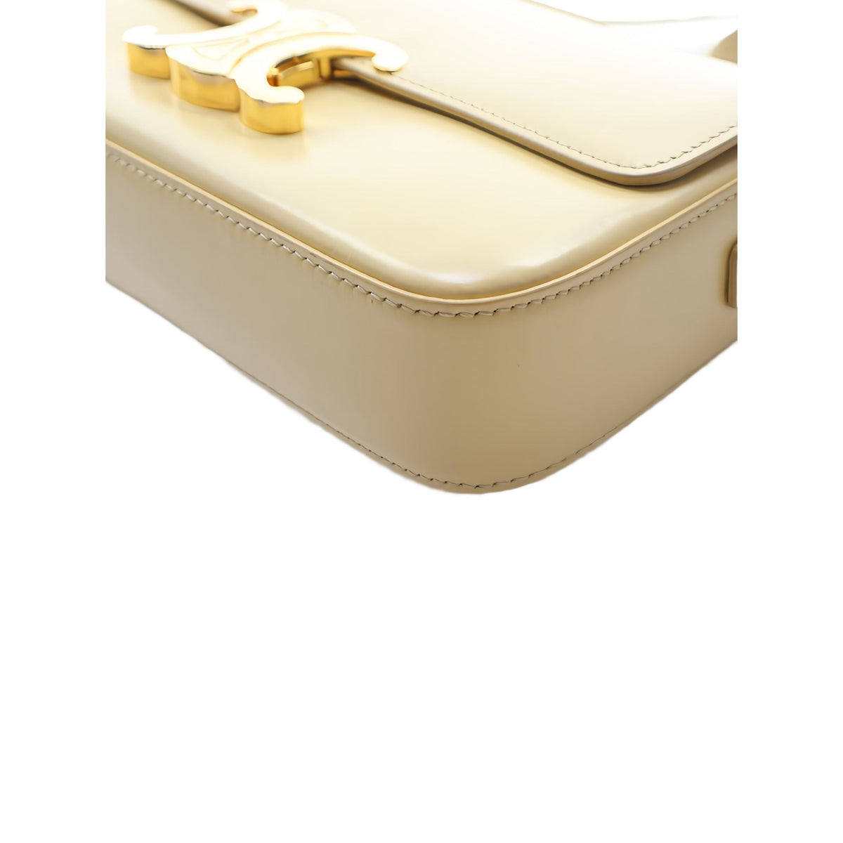 Celine Shiny Calfskin Triomphe Claude Shoulder Bag — Yellow
