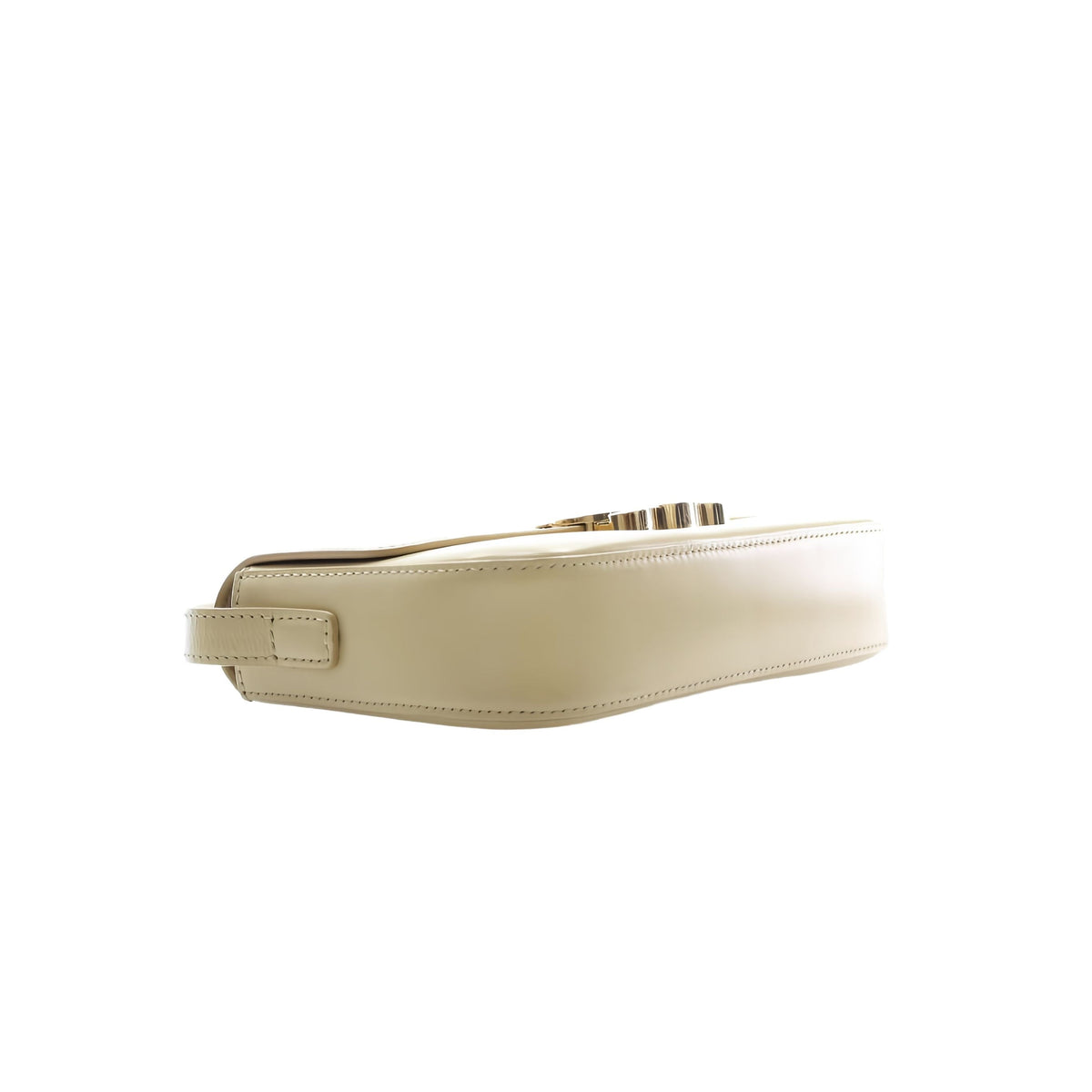 Celine Shiny Calfskin Triomphe Claude Shoulder Bag — Yellow
