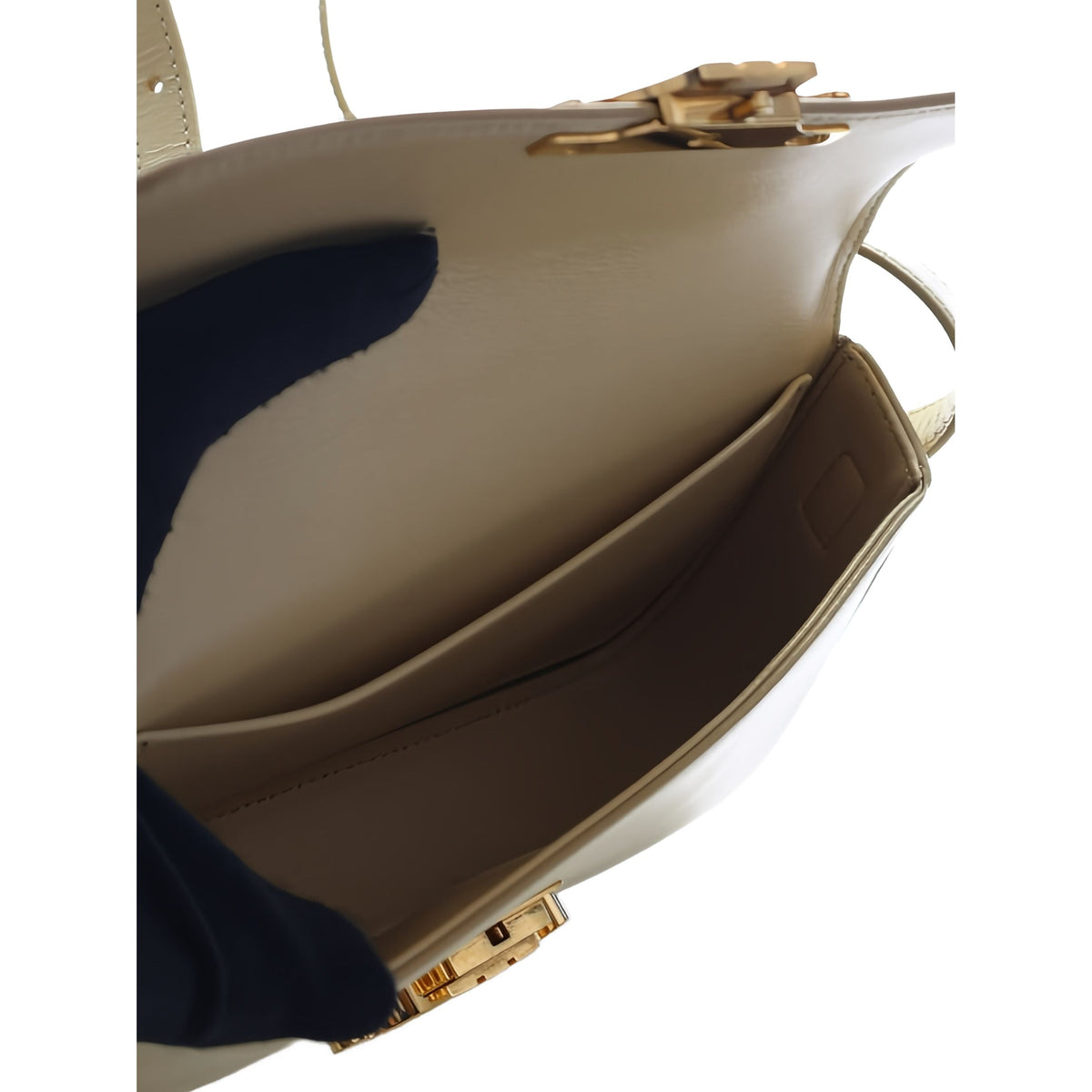 Celine Shiny Calfskin Triomphe Claude Shoulder Bag — Yellow