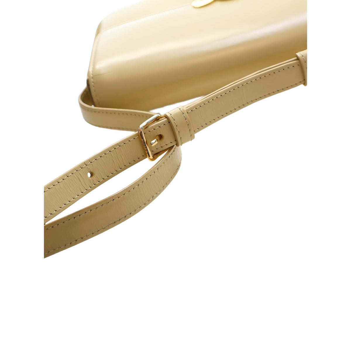 Celine Shiny Calfskin Triomphe Claude Shoulder Bag — Yellow