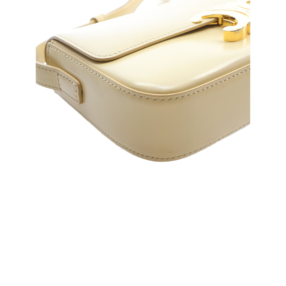 Celine Shiny Calfskin Triomphe Claude Shoulder Bag — Yellow